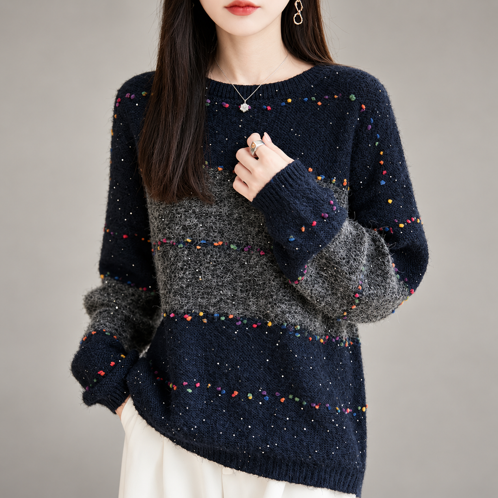 Elodie Women’s Colorblock Confetti Knit Sweater