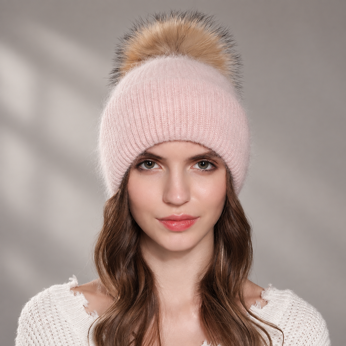 Sienna Women’s Fuzzy Knit Pom-Pom Beanie