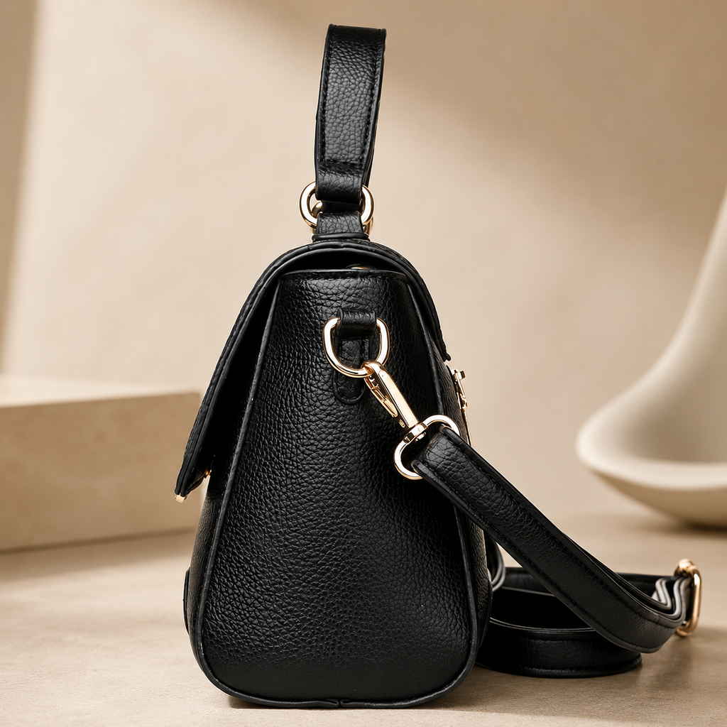 Bianca Croc-Embossed Top Handle Satchel – Structured Crossbody Handbag