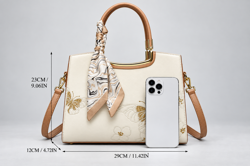 Alessia Butterfly Embroidered Satchel Handbag