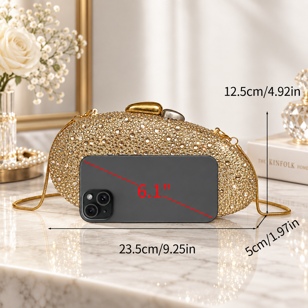 Vivienne Crystal Evening Clutch with Chain Strap