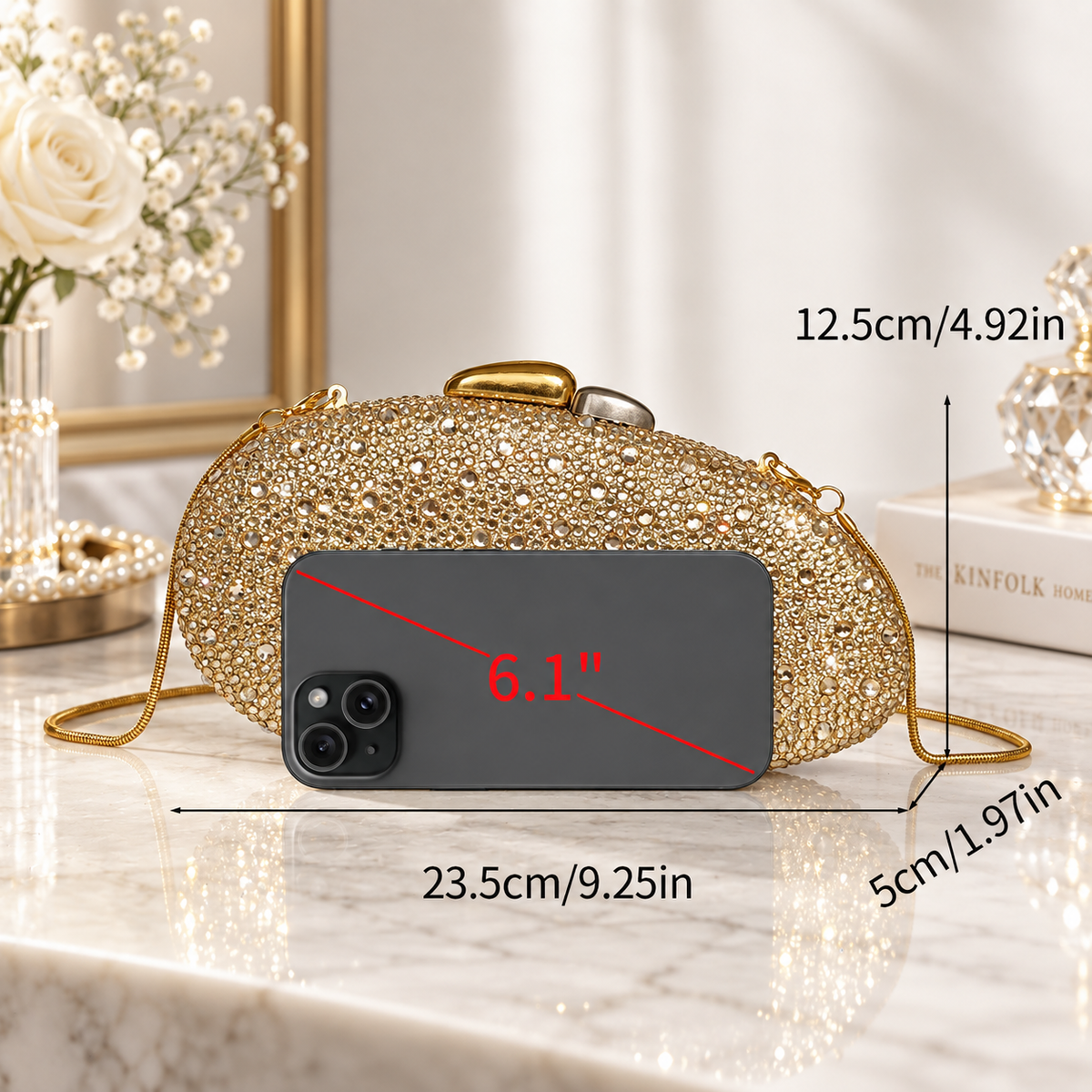 Vivienne Crystal Evening Clutch with Chain Strap