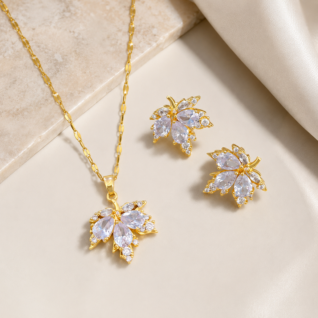 Aurelia Crystal Leaf Jewelry