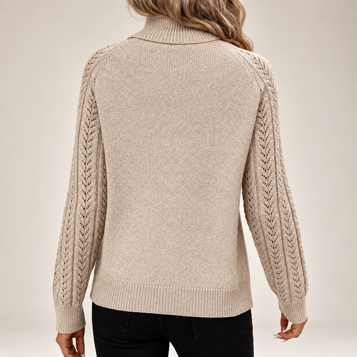 Camille Women’s Lace-Knit Turtleneck Sweater