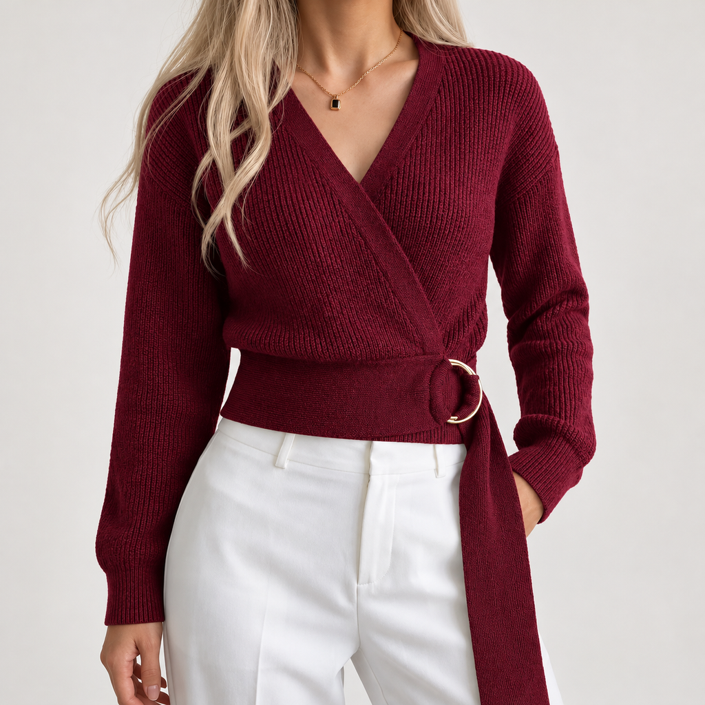 Vivienne Women's V-Neck Wrap Knit Sweater