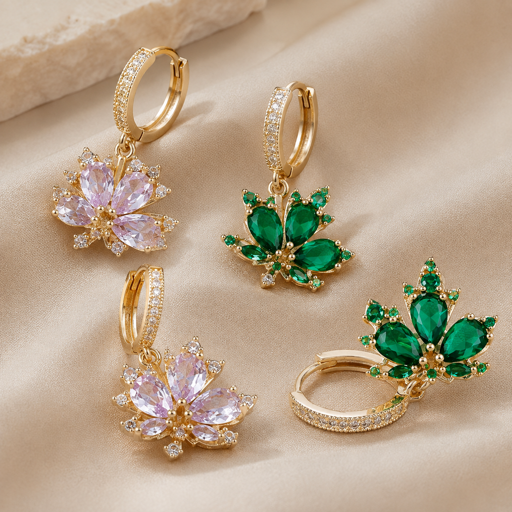Rosalie Crystal Leaf Drop Earrings