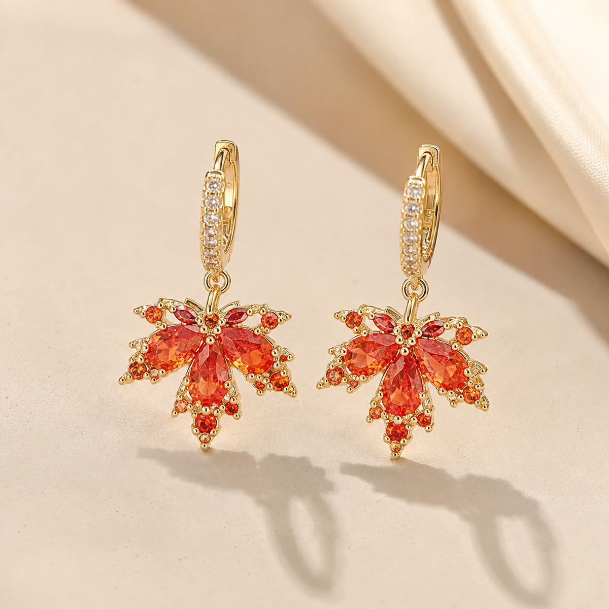 Elodie Red Crystal Leaf Jewelry