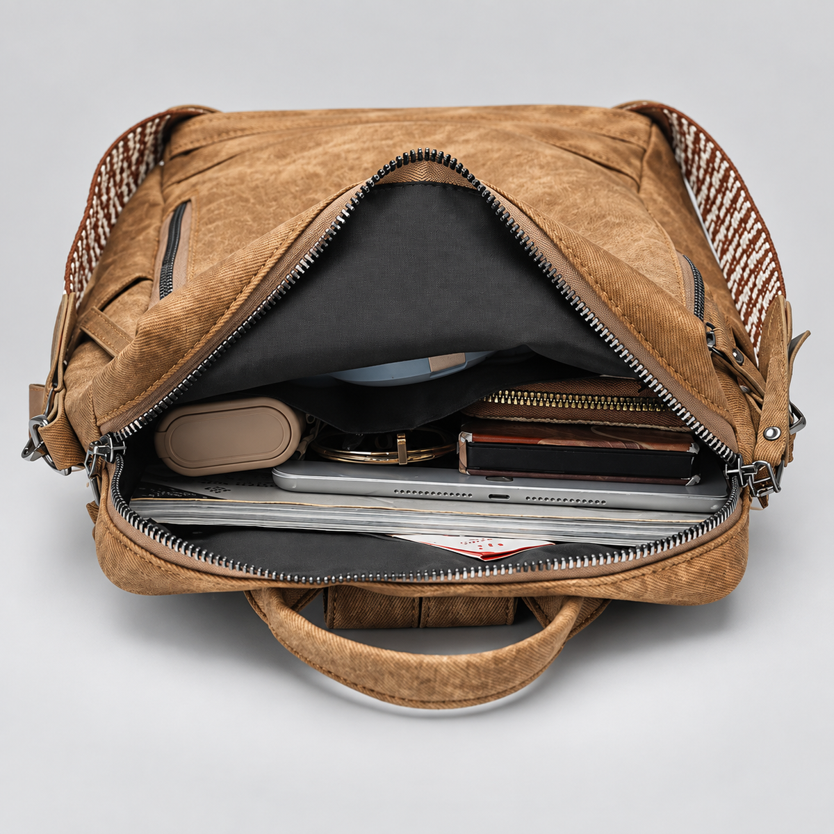 Florence Women’s Convertible Backpack Purse – Washed Multi-Pocket Crossbody Travel Bag