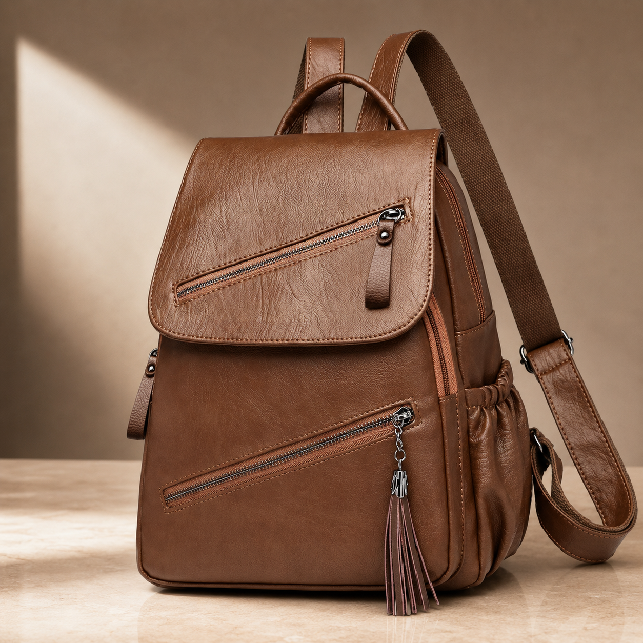 Bianca Women’s Backpack – Tassel Accent & Top Handle