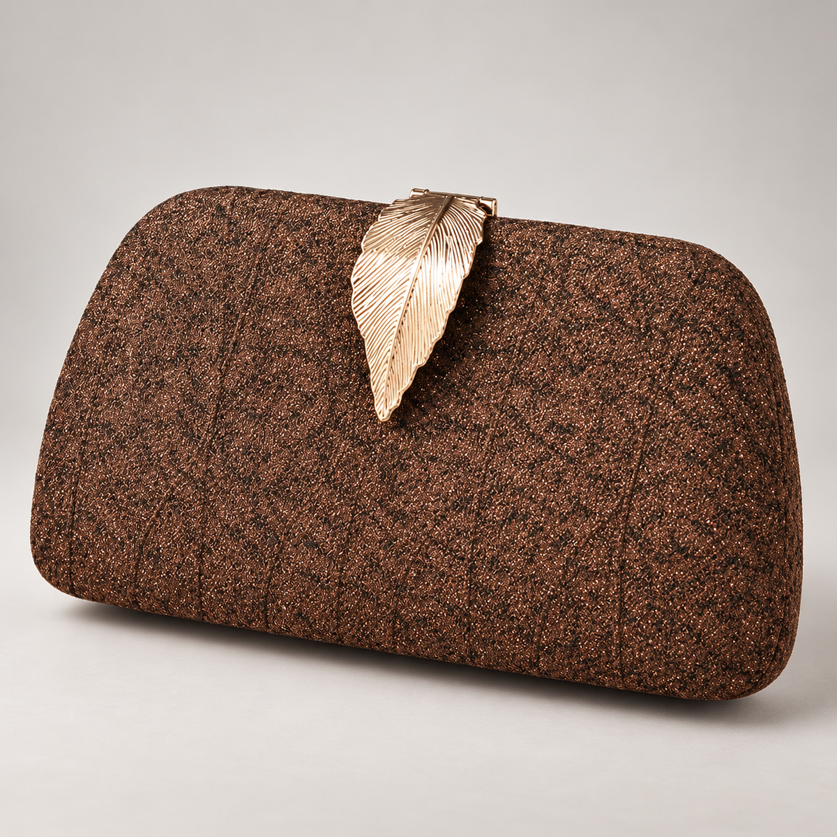 Lucia Leaf Clasp Glitter Evening Clutch Bag