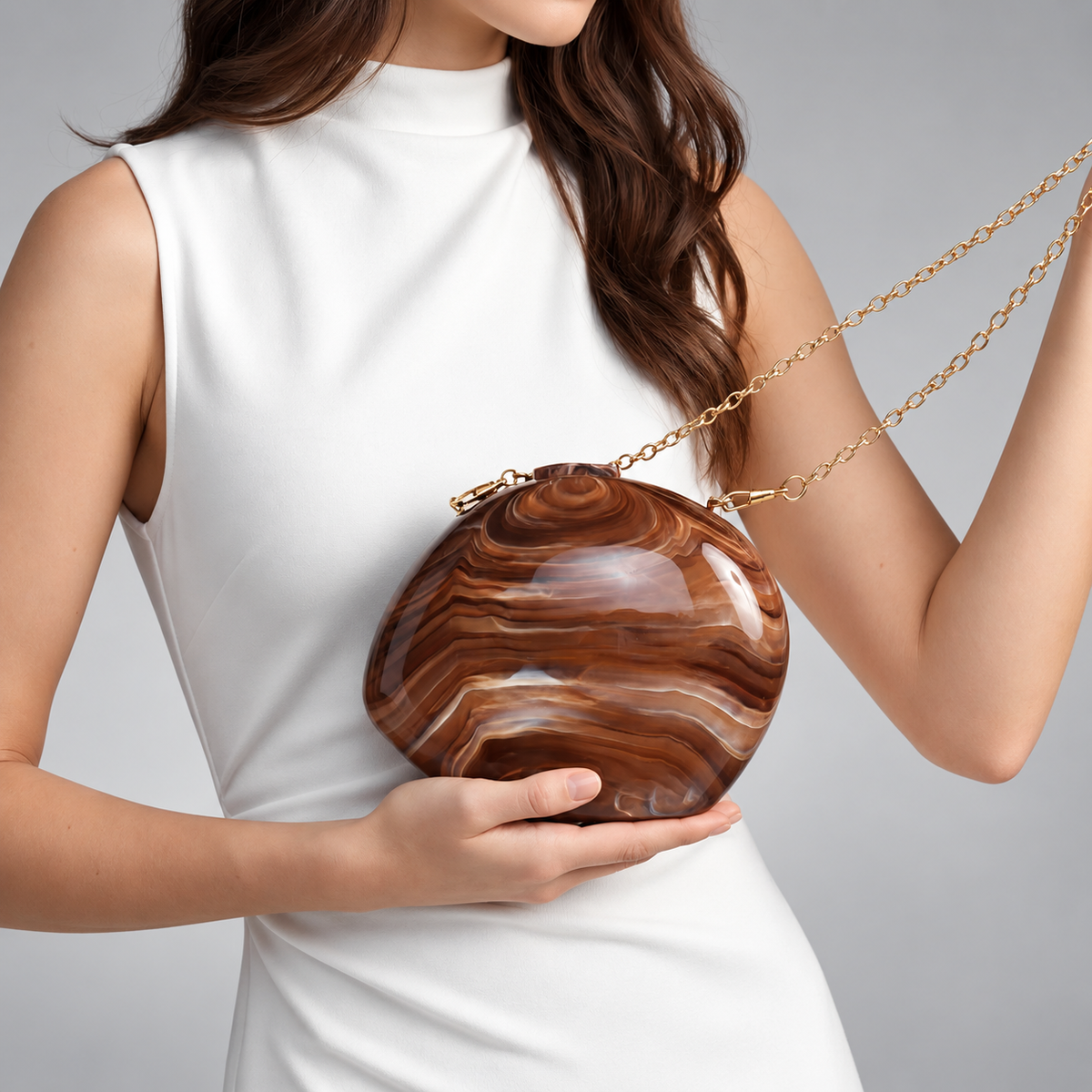 Margot Marbled Acrylic Hard-Shell Evening Clutch