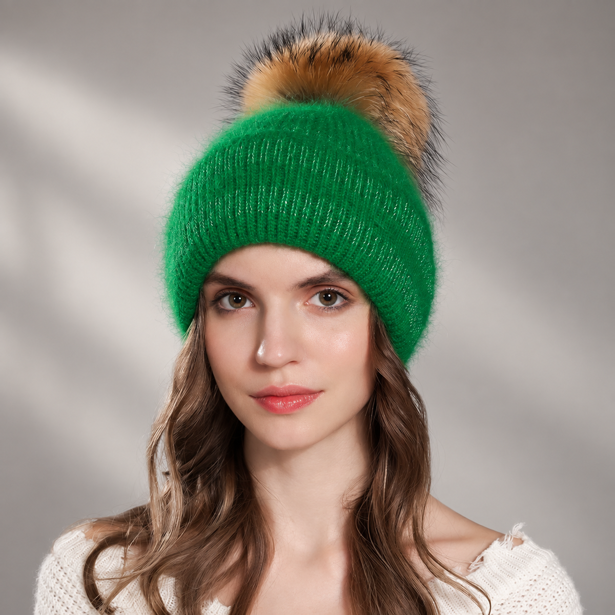 Sienna Women’s Fuzzy Knit Pom-Pom Beanie