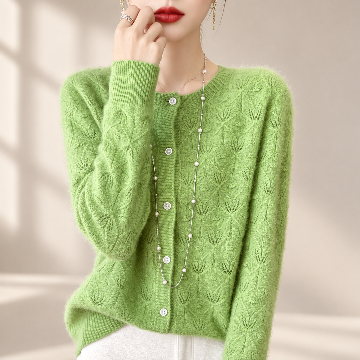 Marielle Women’s Floral Openwork Knit Cardigan