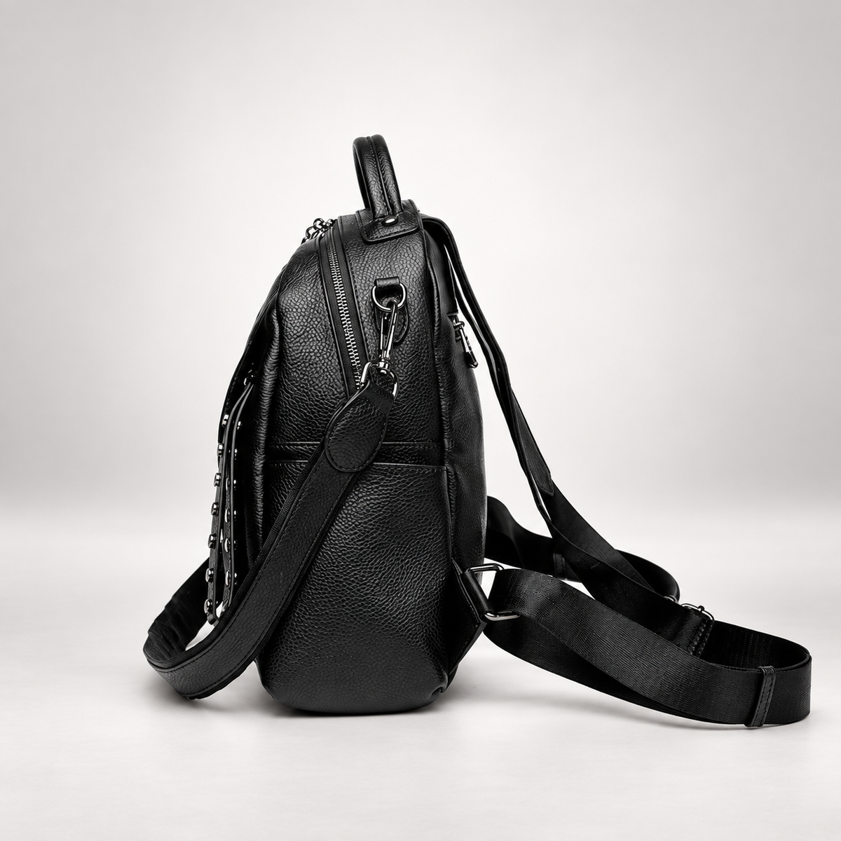 Evelina Quilted Convertible Backpack with Stud Details