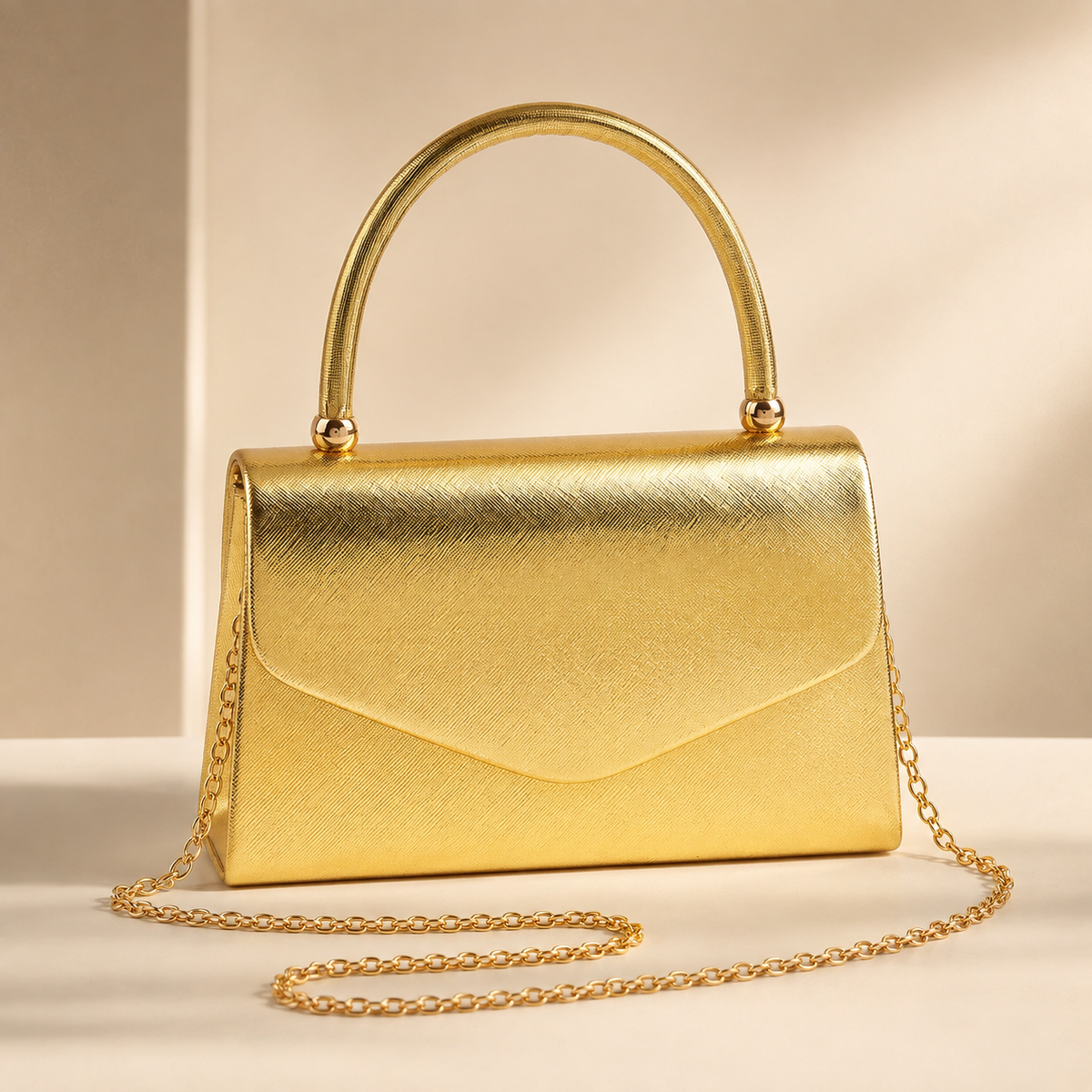 Genevieve Metallic Top Handle Evening Bag