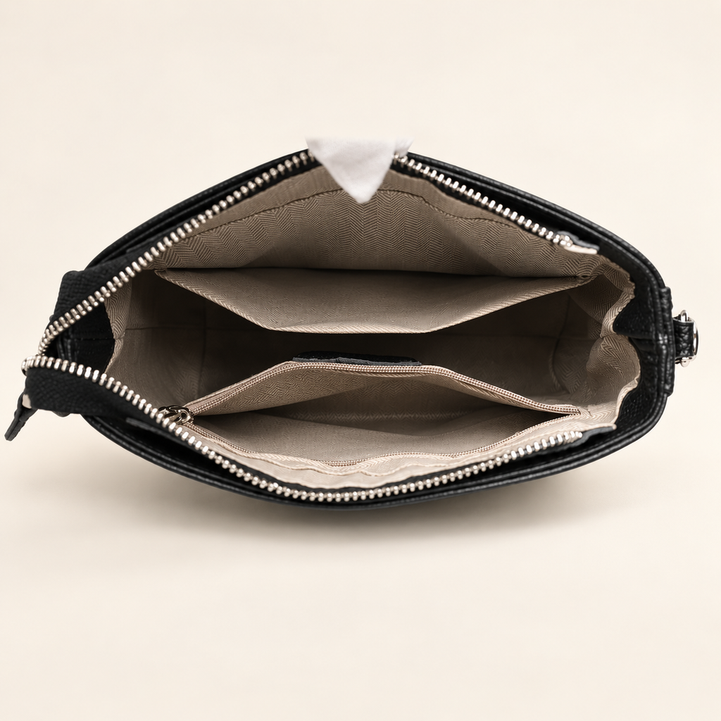 Lucienne Pebbled Crossbody Bag with Wide Woven Strap