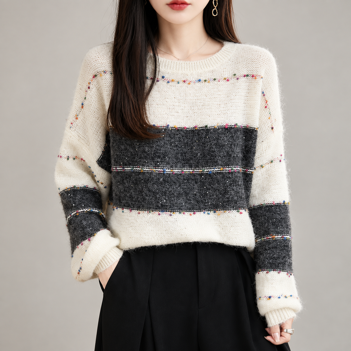 Elodie Women’s Colorblock Confetti Knit Sweater