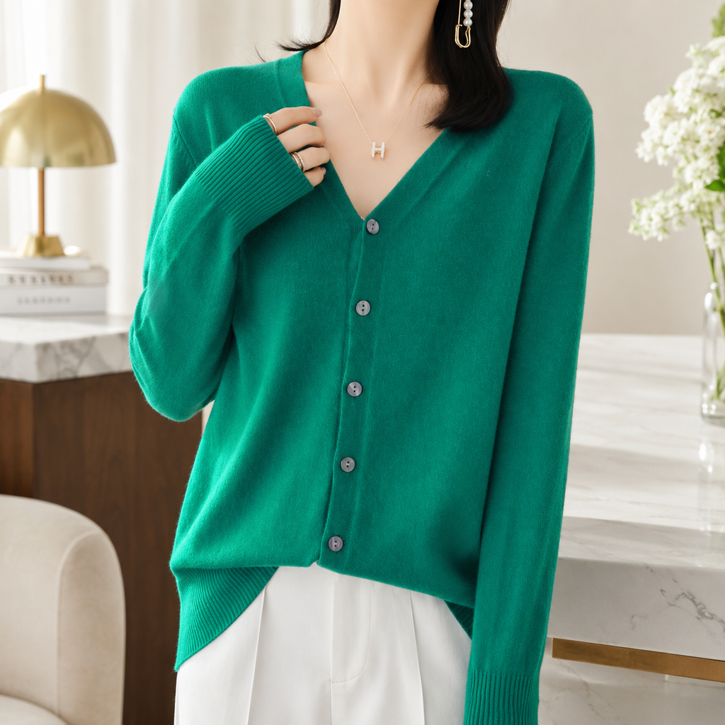 Lucia Women's V-Neck Button Cardigan