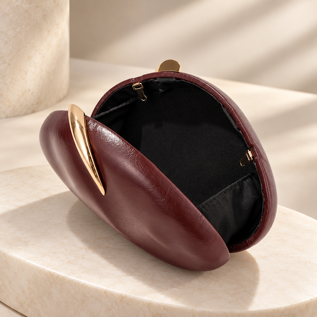 Alessandra Sculptural Clutch Bag with Gold-Tone Clasp & Chain Strap