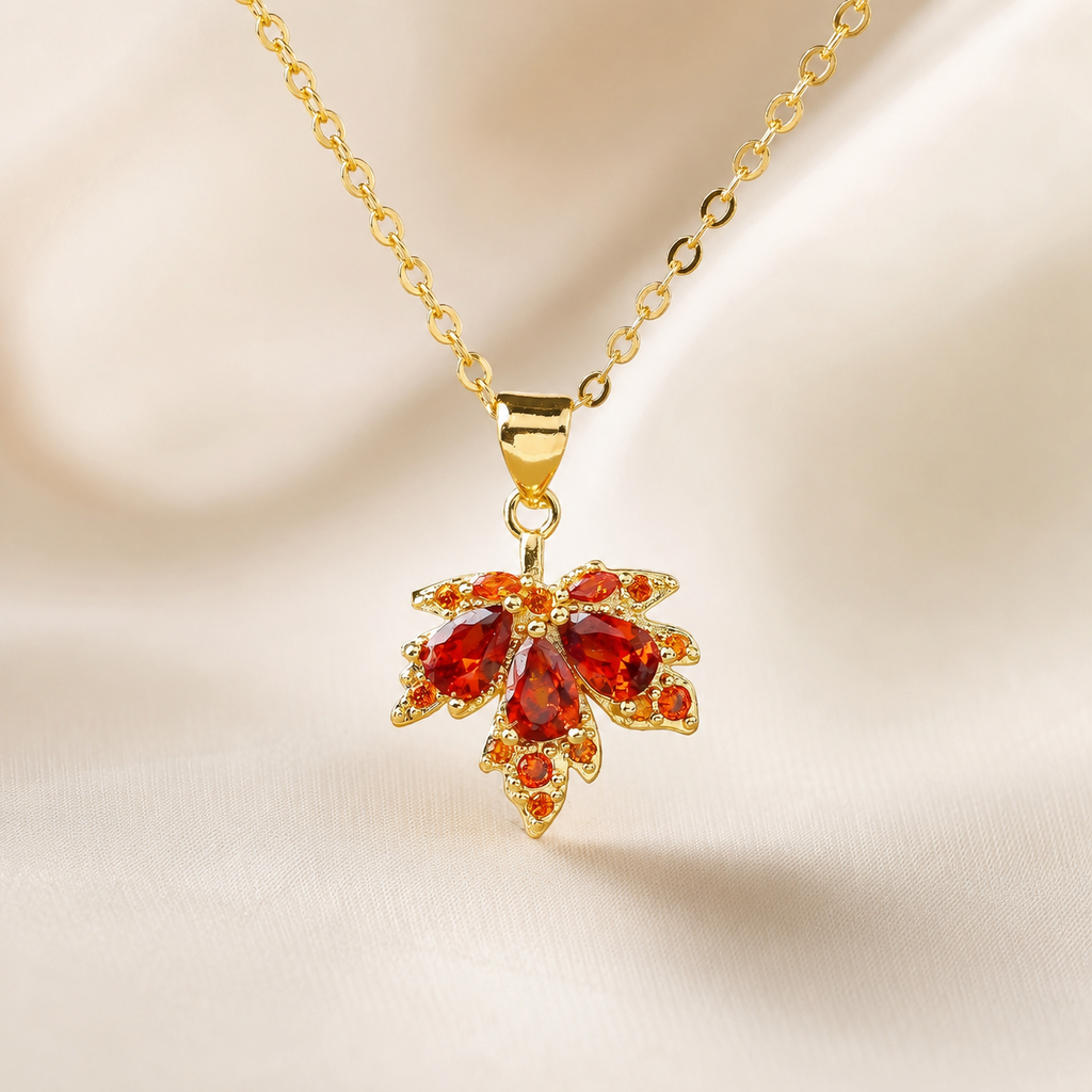 Gianna Crystal Leaf Pendant Necklace