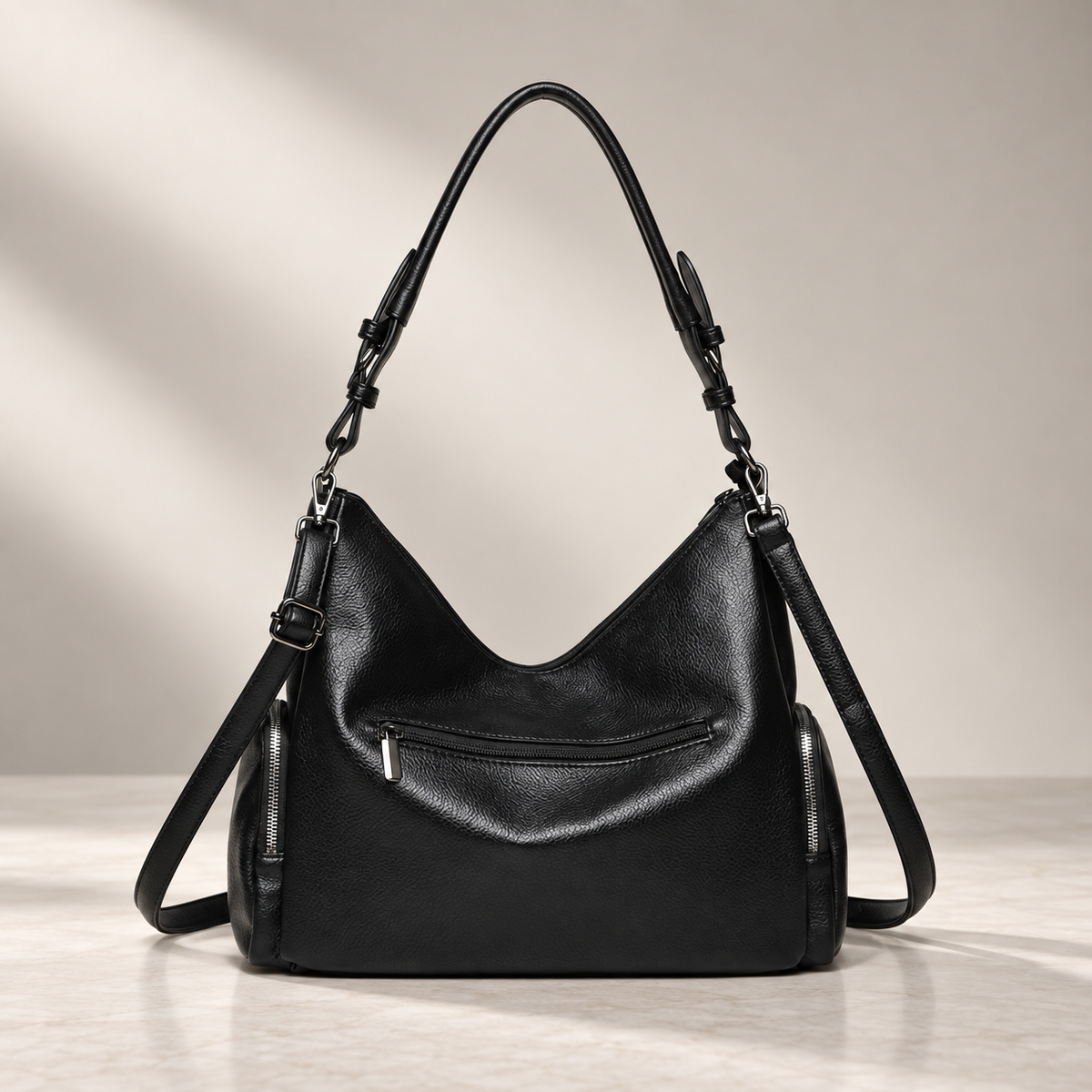 Lucienne Women’s Hobo Shoulder Bag – Slouchy Crossbody Handbag with Side Zip Pockets