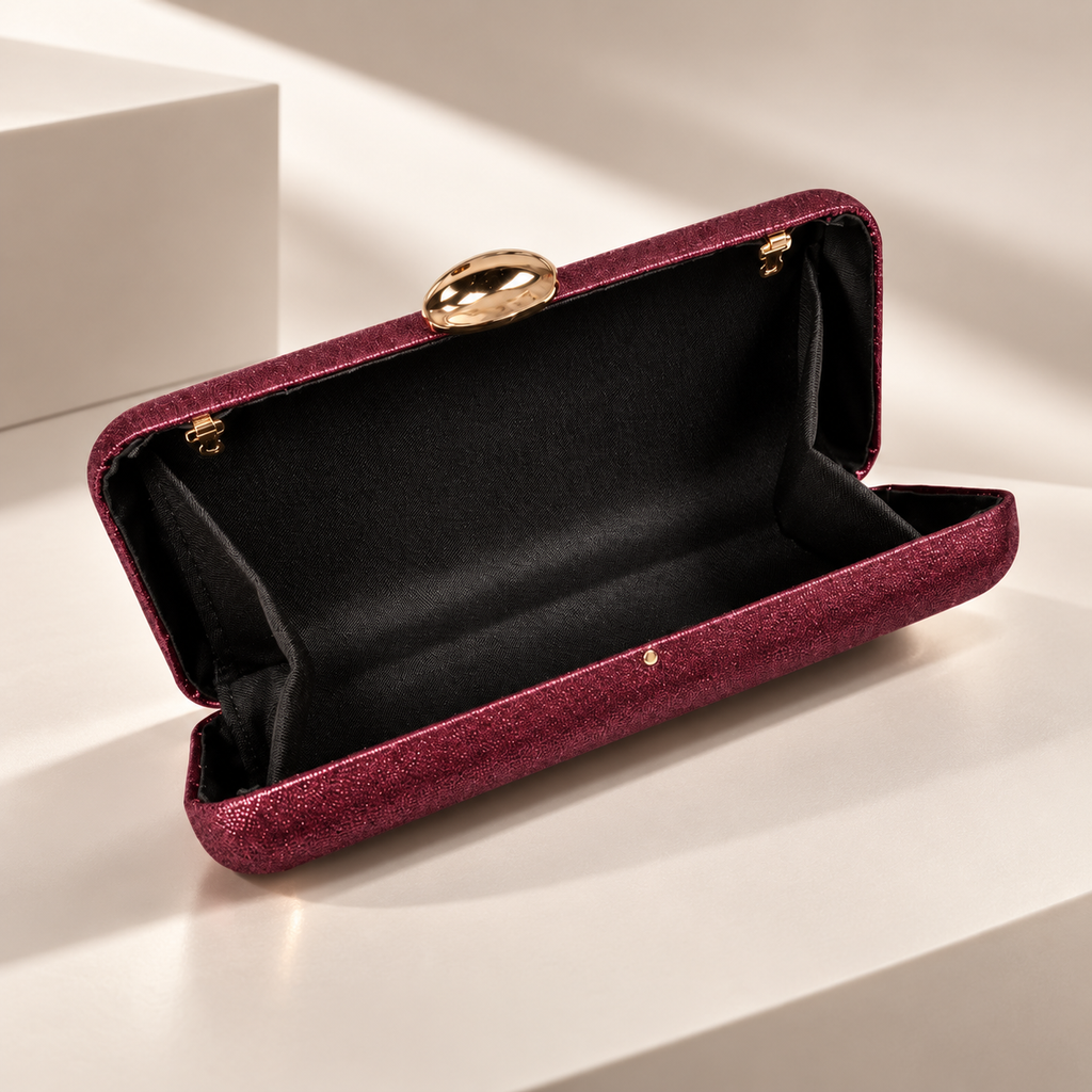 Alessia Hard Case Evening Clutch with Gold Chain Strap