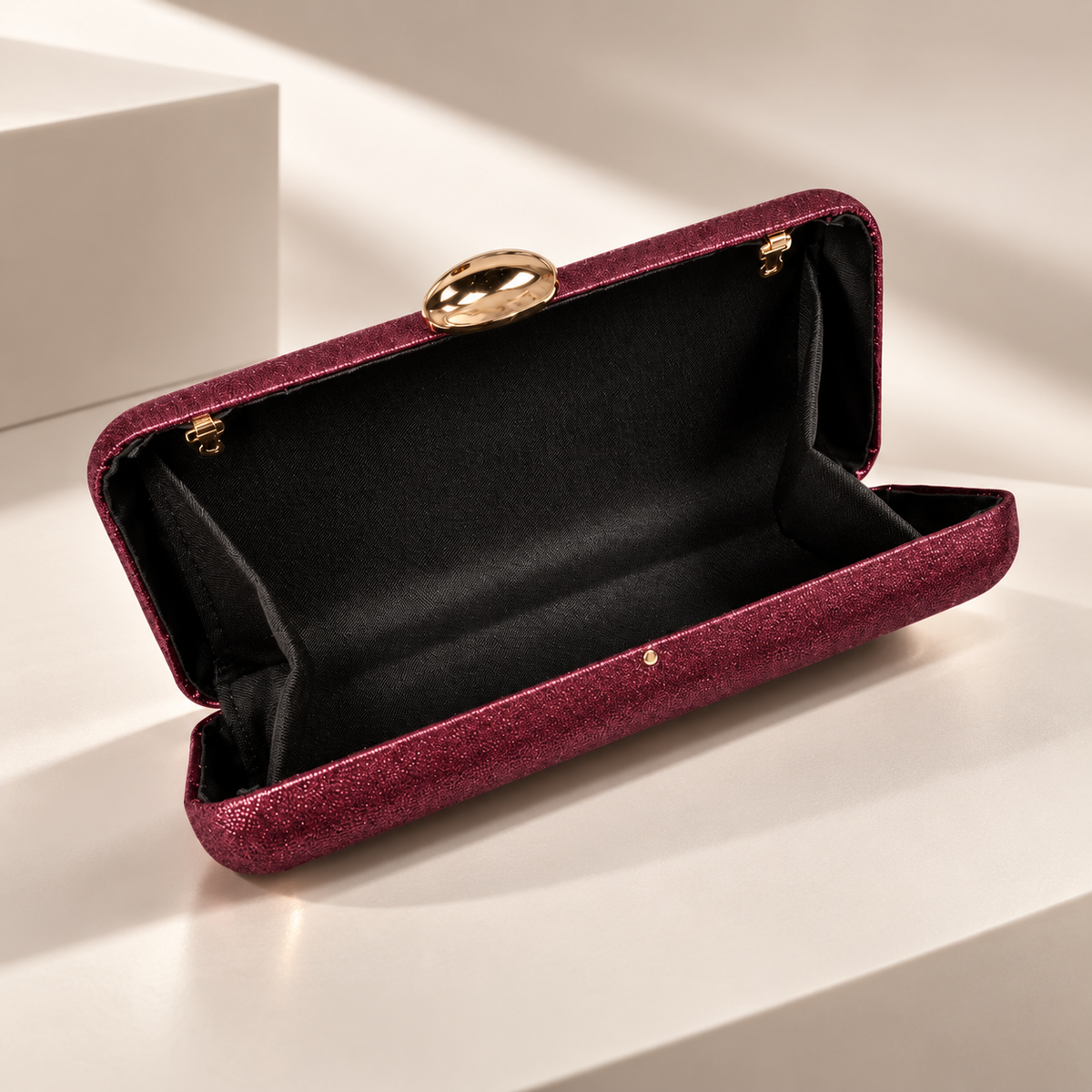 Alessia Hard Case Evening Clutch with Gold Chain Strap