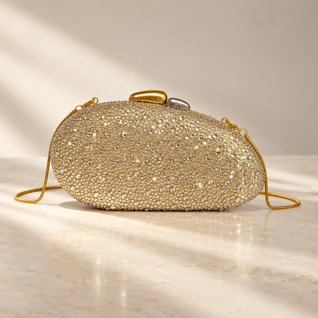 Vivienne Crystal Evening Clutch with Chain Strap