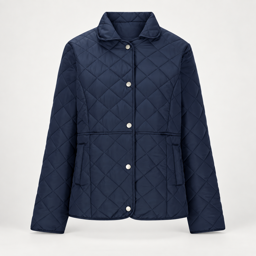 Isabelle Women’s Diamond Quilted Jacket – Snap Front Collared Lightweight Coat