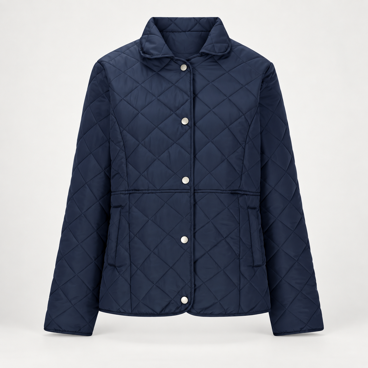 Isabelle Women’s Diamond Quilted Jacket – Snap Front Collared Lightweight Coat