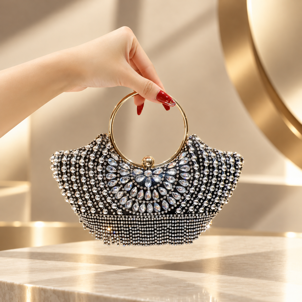 Alessia Crystal Embellished Evening Clutch Bag