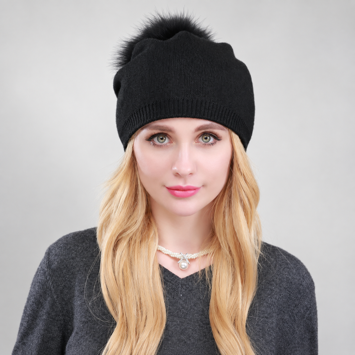 Camille Women’s Knit Pom-Pom Beanie – Soft Winter Hat