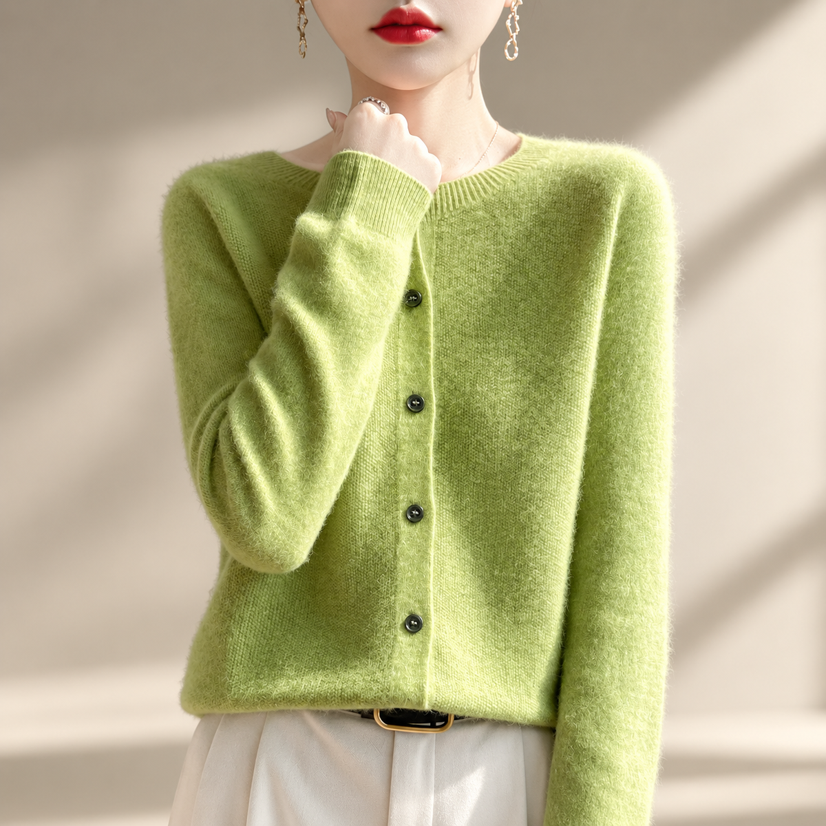 Elodie Soft Knit Button-Front Cardigan