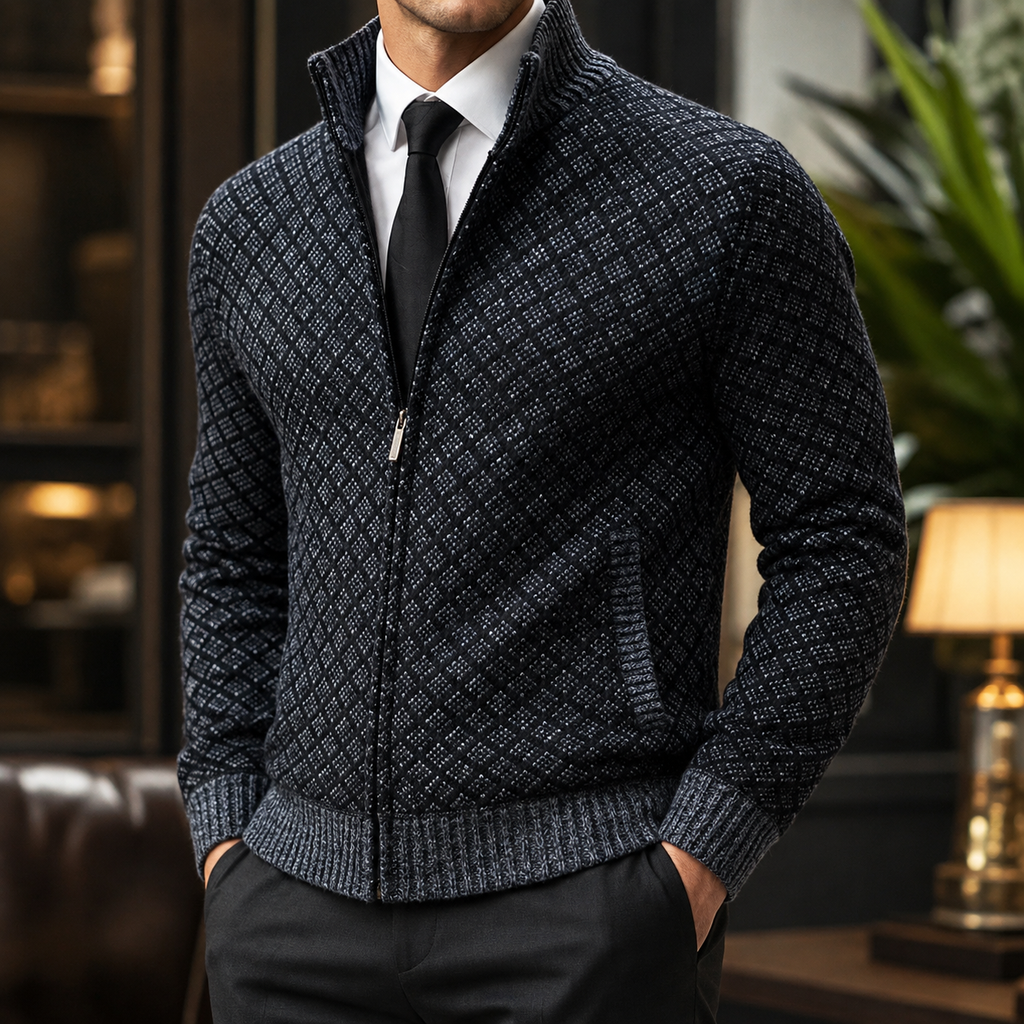 Sebastian Men's Zip-Up Cardigan Sweater – Refined Full-Zip Knit Layer