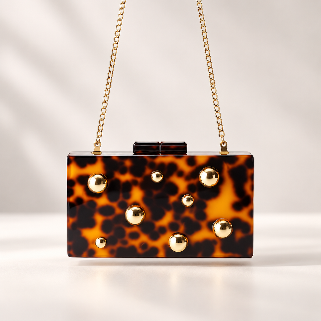 Lucia Maren Tortoiseshell & Marbled Acrylic Box Clutch