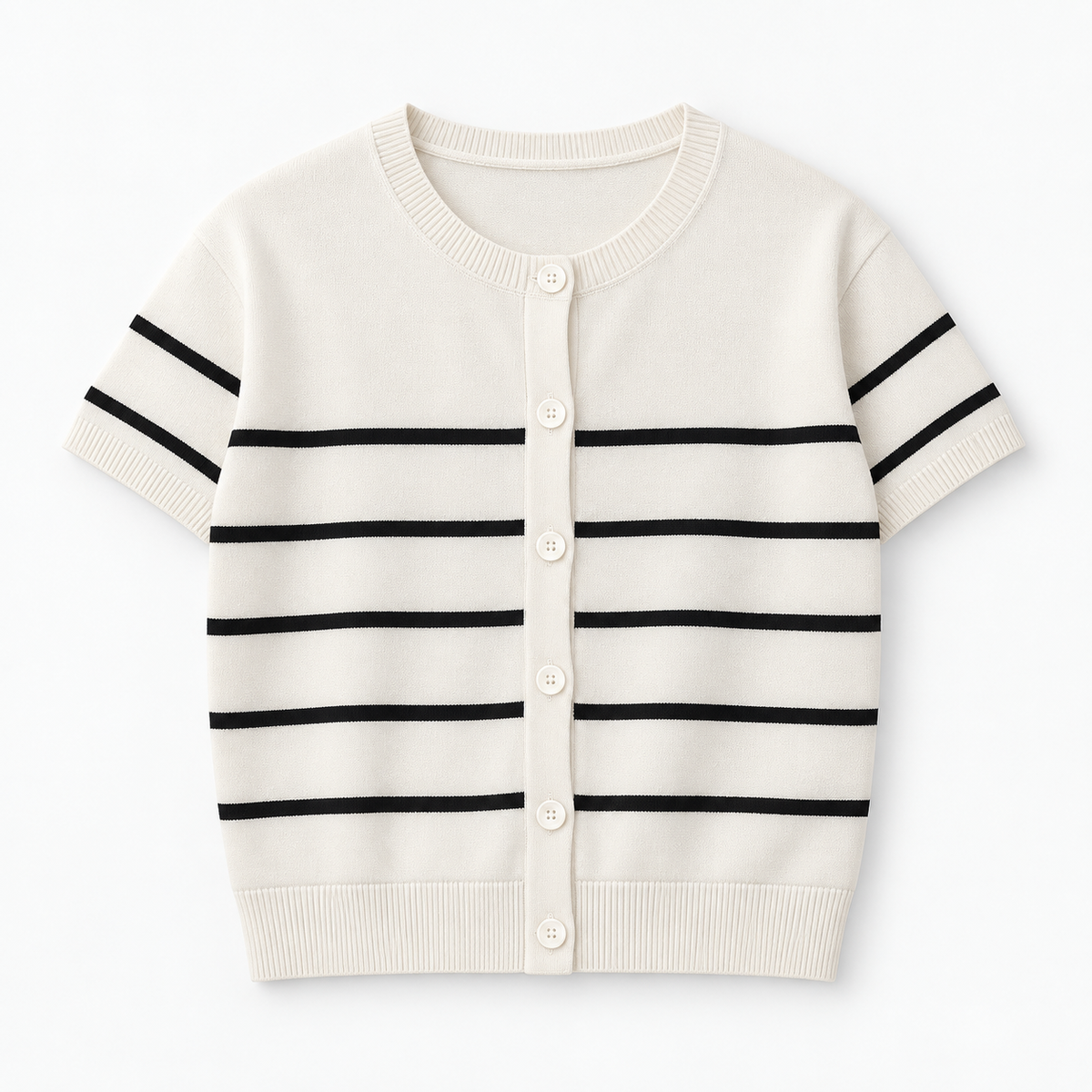 Clara Striped Short Sleeve Knit Cardigan