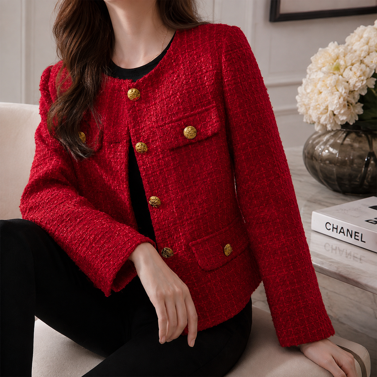 Rosalie Women's Red Tweed Jacket