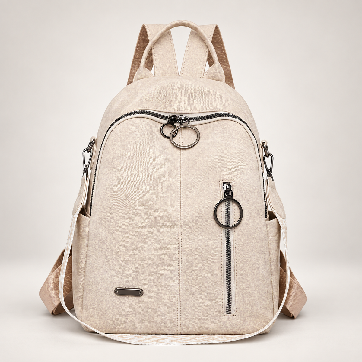 Camille Women’s Casual Backpack Purse with Ring-Pull Zippers