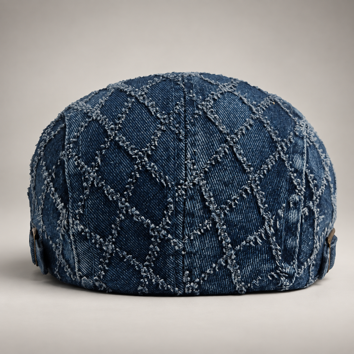 Declan Men’s Denim Flat Cap – Adjustable Diamond Stitch Driving Hat