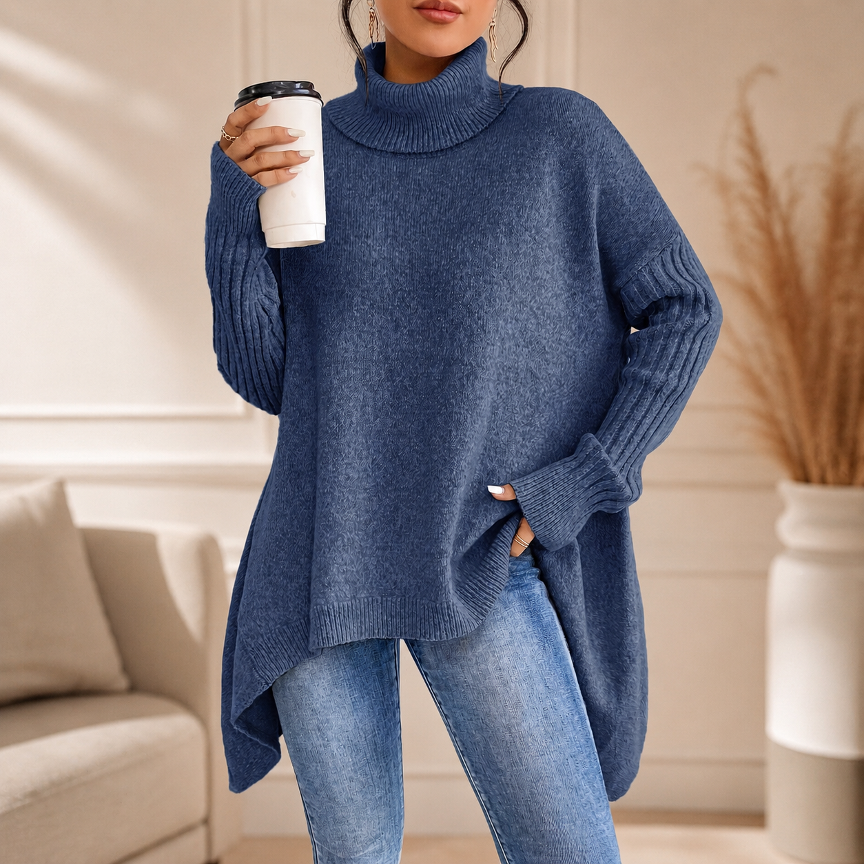 Isabella Women’s Oversized Turtleneck Sweater