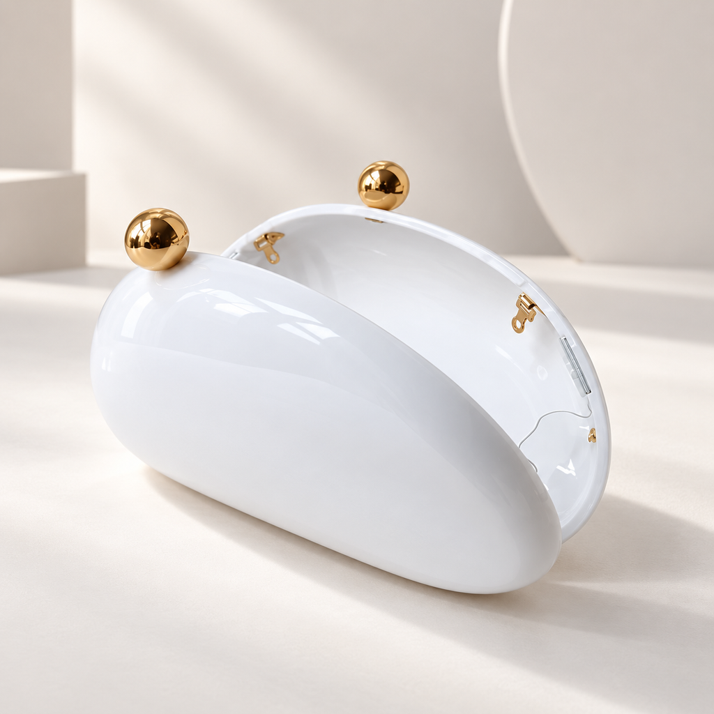 Alessia Marbled Hard-Shell Clutch Bag with Gold-Tone Kiss