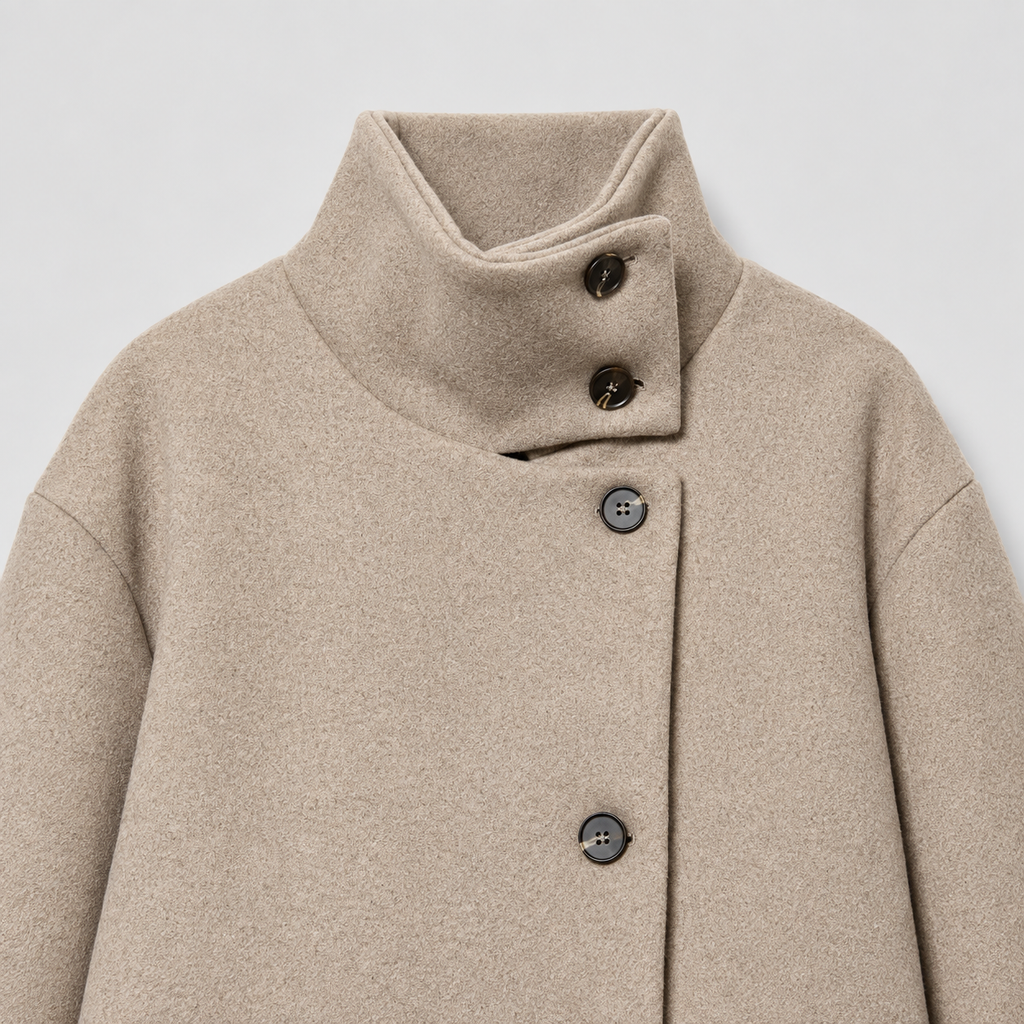 Isla Women’s Cropped Jacket with Asymmetrical Stand Collar