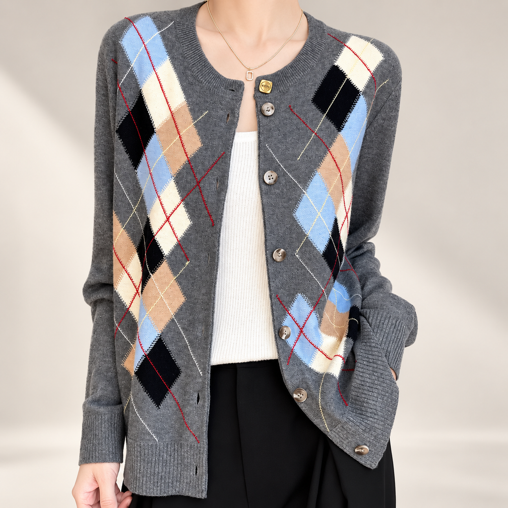 Camille Women’s Argyle Knit Cardigan