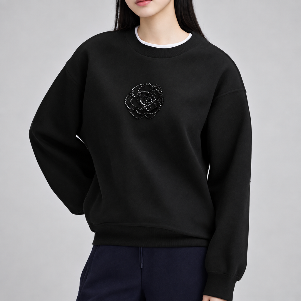 Elodie Women’s Floral Appliqué Crewneck Sweatshirt