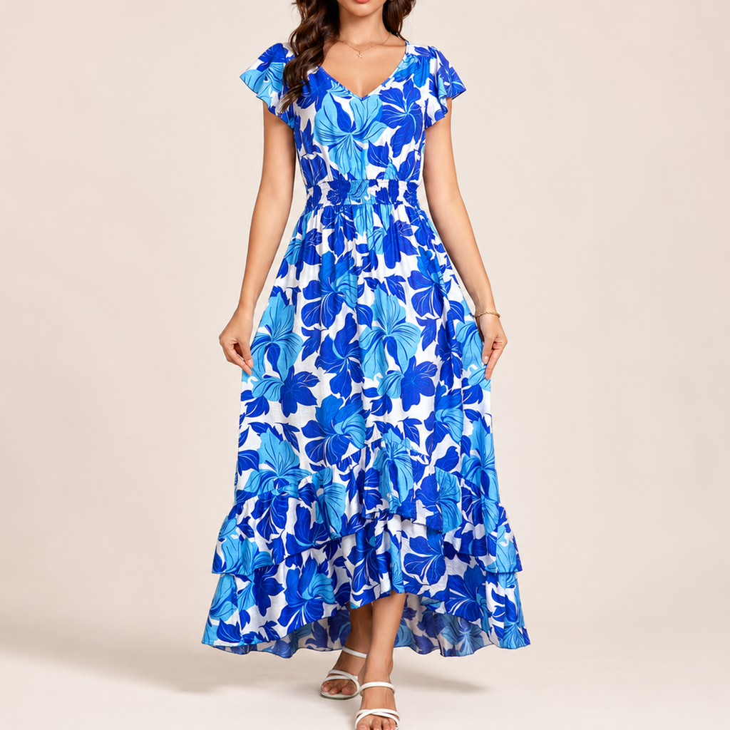 Marry Maxi Dress with Flutter Sleeves