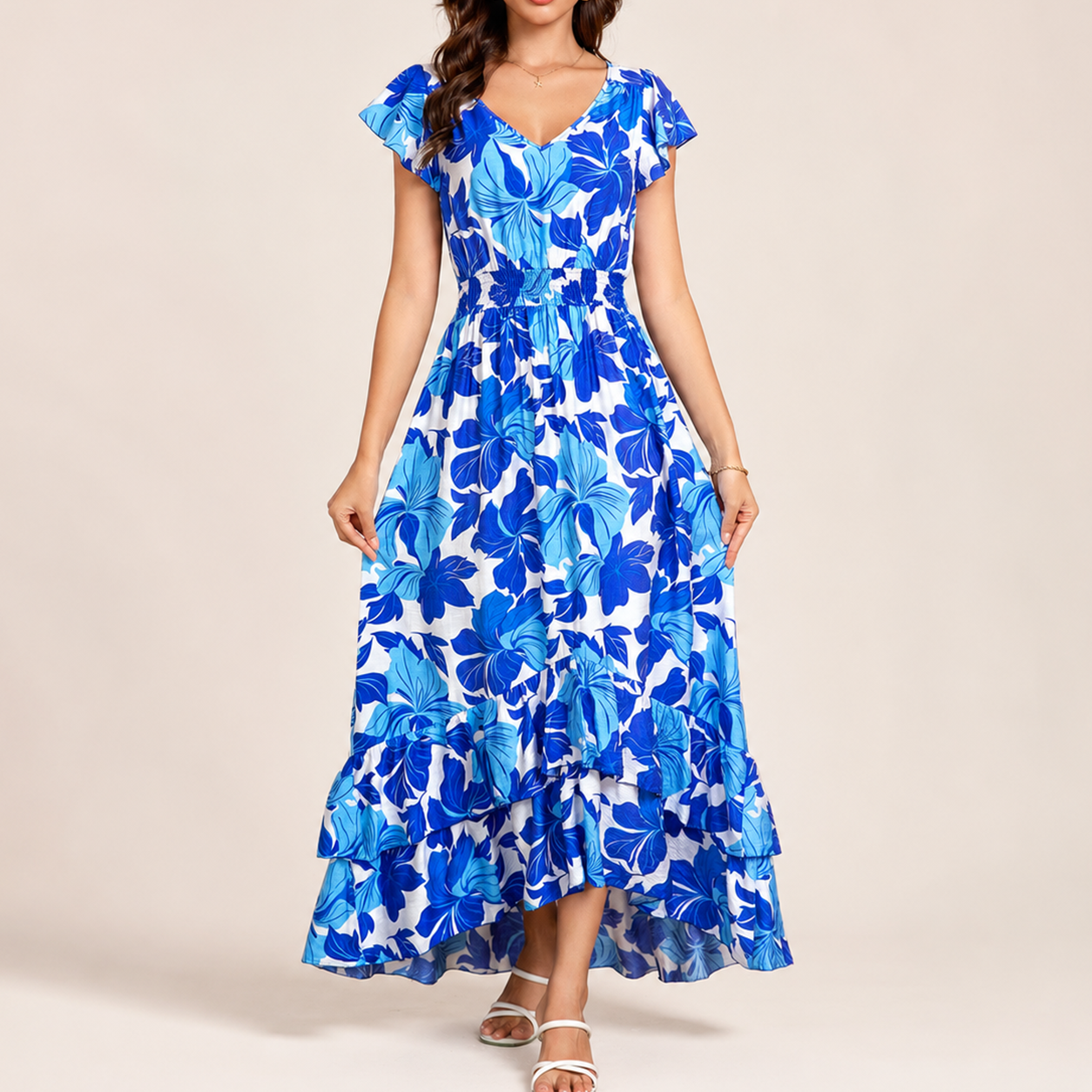 Marry Maxi Dress with Flutter Sleeves