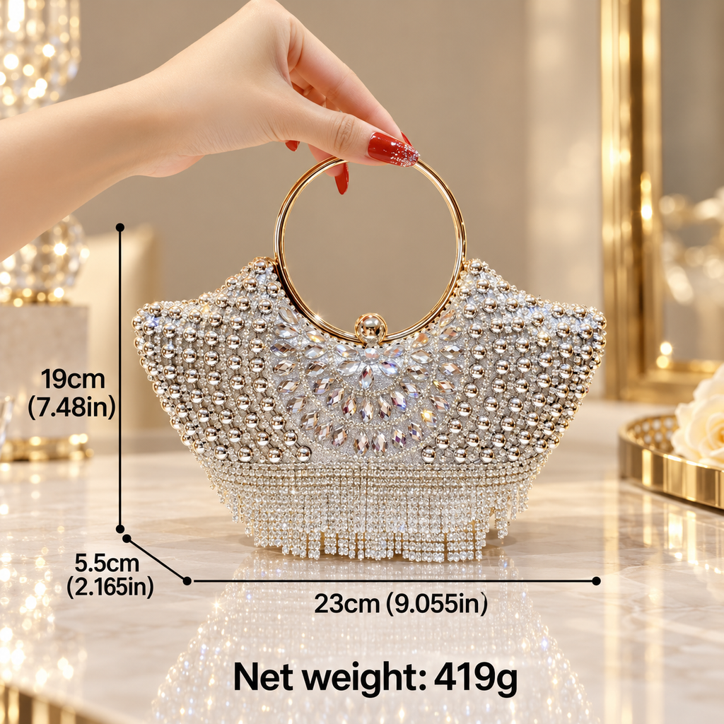 Alessia Crystal Embellished Evening Clutch Bag