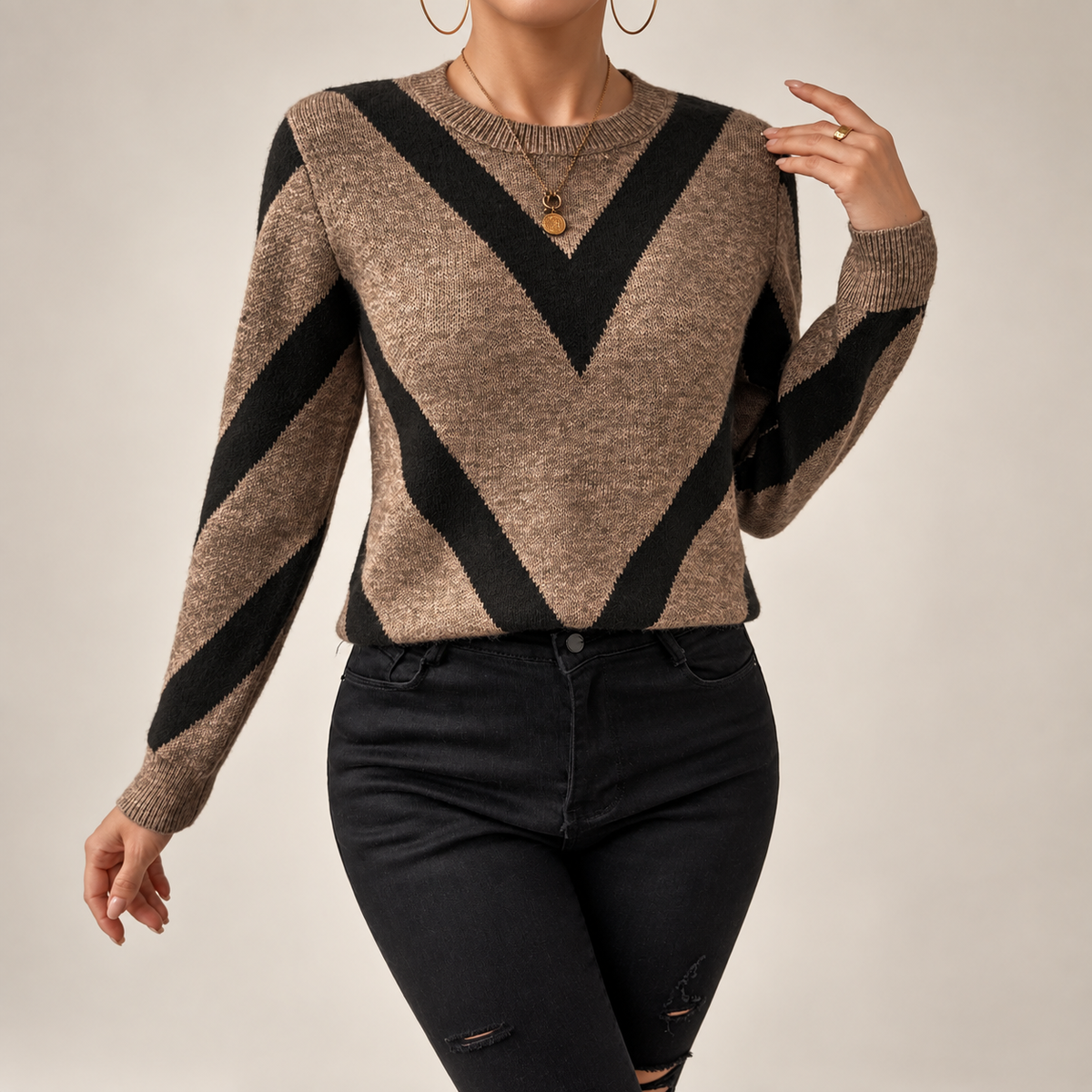 Camille Chevron Knit Sweater