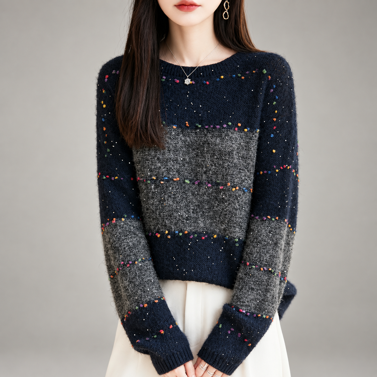 Elodie Women’s Colorblock Confetti Knit Sweater