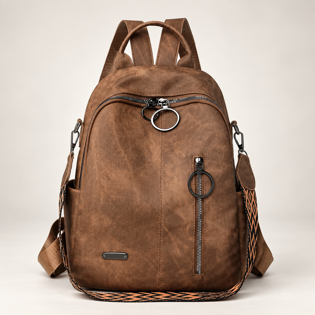 Camille Women’s Casual Backpack Purse with Ring-Pull Zippers